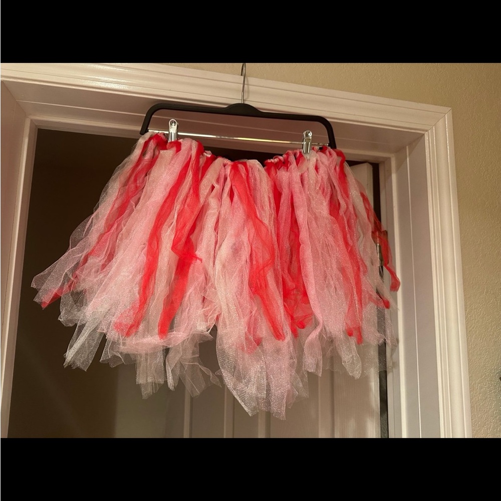 Red and White Tulle Skirt